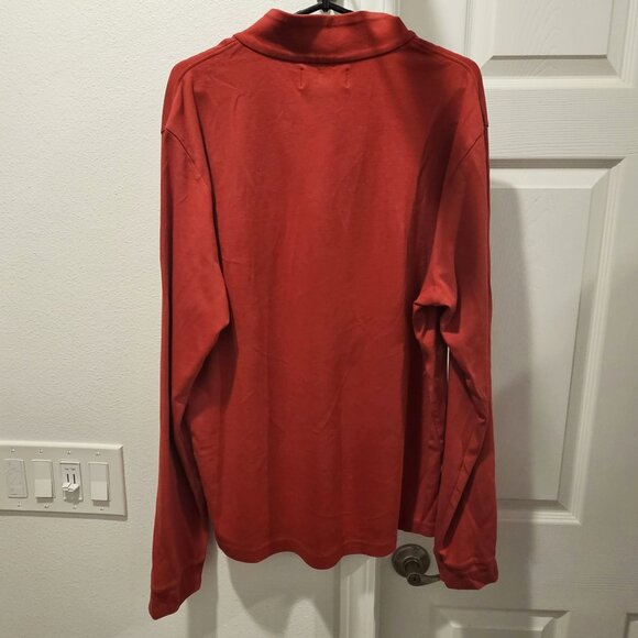 Polo Ralph Lauren Mens Red 1/4 Zip Pullover Pima Cotton Logo Sweater Size Large - Picture 2 of 8